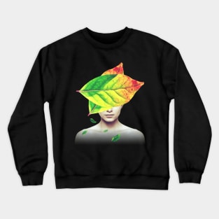 Falling autumn leaves head portrait Crewneck Sweatshirt